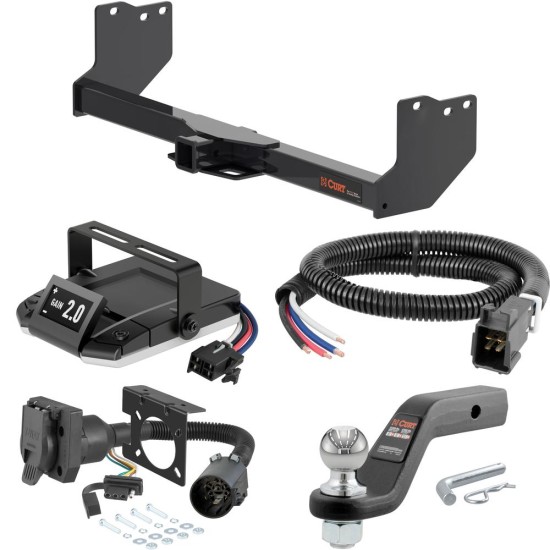 For 2022-2024 Toyota Tundra Tow Package Camp n' Field Trailer Hitch + Brake Controller Curt Assure 51160 Proportional Up To 4 Axles + 7 Way Trailer Wiring Plug & 2-5/16" ball 4 inch drop Fits Models w/ USCAR 7-way Factory Connector Excluding fact