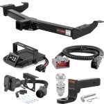 For 2009-2014 Ford E350 Tow Package Camp n' Field Trailer Hitch + Brake Controller Curt Assure 51160 Proportional Up To 4 Axles + 7 Way Trailer Wiring Plug & 2-5/16" ball 4 inch drop Fits Models w/ USCAR 7-way Except Cutaway Chassis or Shuttle Bu