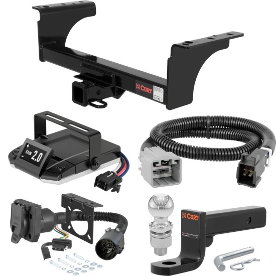 For 2011-2012 Ram 5500 Tow Package Camp n' Field Trailer Hitch + Brake Controller Curt Assure 51160 Proportional Up To 4 Axles + 7 Way Trailer Wiring Plug & 2-5/16" ball 4 inch drop Fits Models w/ USCAR 7-way Factory Connector Cab & Chassis C