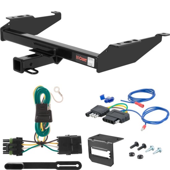 For 1988-2000 Chevy C/K Pickup Trailer Hitch + Wiring 5 Pin Fits Standard or Step Bumper Curt 14081 2 inch Tow Receiver