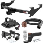 For 2001-2002 GMC Sierra 3500 Tow Package Camp n' Field Trailer Hitch + Brake Controller Curt Assure 51160 Proportional Up To 4 Axles + 7 Way Trailer Wiring Plug & 2-5/16" ball 4 inch drop Except Tommy Gate lift or cab & chassis Except factor