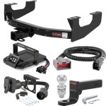 For 2008-2016 Ford F450 Super Duty Tow Package Camp n' Field Trailer Hitch + Brake Controller Curt Assure 51160 Proportional Up To 4 Axles + 7 Way Trailer Wiring Plug & 2-5/16" ball 4 inch drop Fits Models w/ Existing USCAR 7-way Except Cab &