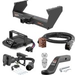 For 2003-2006 GMC Sierra 3500 Tow Package Camp n' Field Trailer Hitch + Brake Controller Curt Assure 51160 Proportional Up To 4 Axles + 7 Way Trailer Wiring Plug & 2-5/16" ball 4 inch drop Fits Cab & Chassis Curt 15400 2 inch Tow Receiver