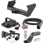 For 2020-2024 GMC Sierra 3500 HD Tow Package Camp n' Field Trailer Hitch + Brake Controller Curt Assure 51160 Proportional Up To 4 Axles + 7 Way Trailer Wiring Plug & 2-5/16" ball 4 inch drop Fits Cab & Chassis Curt 15400 2 inch Tow Receiver