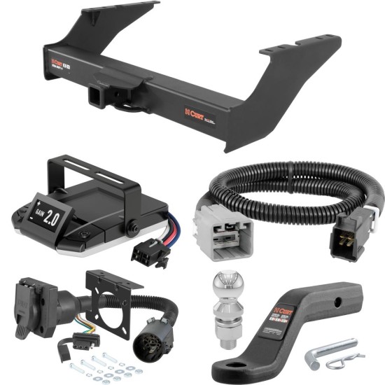 For 2005-2007 Ford F250 Super Duty Tow Package Camp n' Field Trailer Hitch + Brake Controller Curt Assure 51160 Proportional Up To 4 Axles + 7 Way Trailer Wiring Plug & 2-5/16" ball 4 inch drop Fits Models w/ Existing USCAR 7-way Curt 15410 2 inc