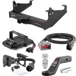 For 2017-2024 Ford F450 Super Duty Tow Package Camp n' Field Trailer Hitch + Brake Controller Curt Assure 51160 Proportional Up To 4 Axles + 7 Way Trailer Wiring Plug & 2-5/16" ball 4 inch drop Fits Models w/ USCAR 7-way Factory Connector Cab &am