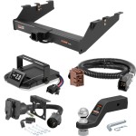 For 2001-2002 GMC Sierra 3500 Tow Package Camp n' Field Trailer Hitch + Brake Controller Curt Assure 51160 Proportional Up To 4 Axles + 7 Way Trailer Wiring Plug & 2-5/16" ball 4 inch drop Except Tommy Gate lift or cab & chassis Except factor