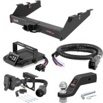 For 2007-2010 Chevy Silverado 3500 HD Tow Package Camp n' Field Trailer Hitch + Brake Controller Curt Assure 51160 Proportional Up To 4 Axles + 7 Way Trailer Wiring Plug & 2-5/16" ball 4 inch drop Except Tommy Gate lift or cab & chassis Excep