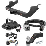 For 2011-2012 Ram 3500 Tow Package Camp n' Field Trailer Hitch + Brake Controller Curt Assure 51160 Proportional Up To 4 Axles + 7 Way Trailer Wiring Plug & 2-5/16" ball 4 inch drop Except factory receiver or cab & chassis Curt 15704 2.5 in T