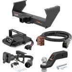 For 2003-2006 GMC Sierra 3500 Tow Package Camp n' Field Trailer Hitch + Brake Controller Curt Assure 51160 Proportional Up To 4 Axles + 7 Way Trailer Wiring Plug & 2-5/16" ball 4 inch drop Fits Cab & Chassis Curt 15800 2.5 in Tow Receiver