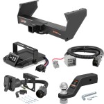 For 2013-2014 Ram 5500 Tow Package Camp n' Field Trailer Hitch + Brake Controller Curt Assure 51160 Proportional Up To 4 Axles + 7 Way Trailer Wiring Plug & 2-5/16" ball 4 inch drop Fits Models w/ Existing USCAR 7-way Curt 15800 2.5 in Tow Receiv