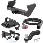 For 2020-2024 GMC Sierra 3500 HD Tow Package Camp n' Field Trailer Hitch + Brake Controller Curt Assure 51160 Proportional Up To 4 Axles + 7 Way Trailer Wiring Plug & 2-5/16" ball 4 inch drop Fits Cab & Chassis Curt 15800 2.5 in Tow Receiver