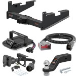 For 2017-2024 Ford F450 Super Duty Tow Package Camp n' Field Trailer Hitch + Brake Controller Curt Assure 51160 Proportional Up To 4 Axles + 7 Way Trailer Wiring Plug & 2-5/16" ball 4 inch drop Fits Models w/ Existing USCAR 7-way Except Cab &