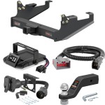 For 2020-2024 Ford F350 Super Duty Tow Package Camp n' Field Trailer Hitch + Brake Controller Curt Assure 51160 Proportional Up To 4 Axles + 7 Way Trailer Wiring Plug & 2-5/16" ball 4 inch drop Fits Models w/ USCAR 7-way Factory Connector Cab &am