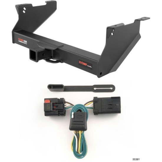 For 2004-2008 Dodge Ram 1500 Trailer Hitch + Wiring 4 Pin Fits w/ Tow Prep Package Curt 15809 55381 2.5 in Tow Receiver