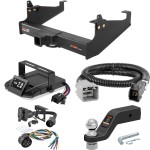 For 2005-2007 Ford F450 Super Duty Tow Package Camp n' Field Trailer Hitch + Brake Controller Curt Assure 51160 Proportional Up To 4 Axles + 7 Way Trailer Wiring Plug & 2-5/16" ball 4 inch drop Fits Cab & Chassis w/ 34" Frame w/o Factory