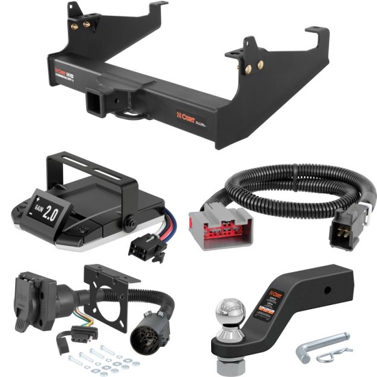 For 2008-2016 Ford F650 Tow Package Camp n' Field Trailer Hitch + Brake Controller Curt Assure 51160 Proportional Up To 4 Axles + 7 Way Trailer Wiring Plug & 2-5/16" ball 4 inch drop Fits Models w/ Existing USCAR 7-way Curt 15845 2.5 in Tow Recei