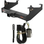 For 2002-2004 Ford F350 Super Duty Trailer Hitch + Wiring 4 Pin Fits w/ Factory 4-Flat Cab & Chassis w/ 34" Frame Curt 15845 55265 2.5 in Tow Receiver