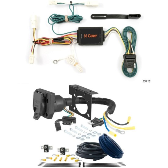 For 1998-2003 Toyota Sienna Trailer Wiring 7 Way Trailer Wiring Plug w/ Bracket Fits All Models Curt