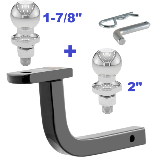 Class 2 Ball Mount 3,500 LBS Tow Kit w/ Dual 1-7/8" + 2" Balls - 9-5/8" Long Shank 5" Rise Includes Pin/Clip Curt Part Numbers 45014 21400 40001 40003