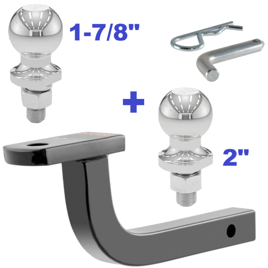 Class 2 Ball Mount 3,500 LBS Tow Kit w/ Dual 1-7/8" + 2" Balls - 9.75" Long Shank 3" Rise Includes Pin/Clip Curt Part Numbers 45520 21400 40001 40003