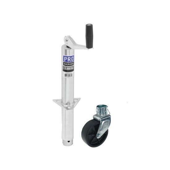 Pro Series Round 2,000 lbs. A-Frame Trailer Jack Topwind 14" Lift Zinc w/ 6" Caster Wheel