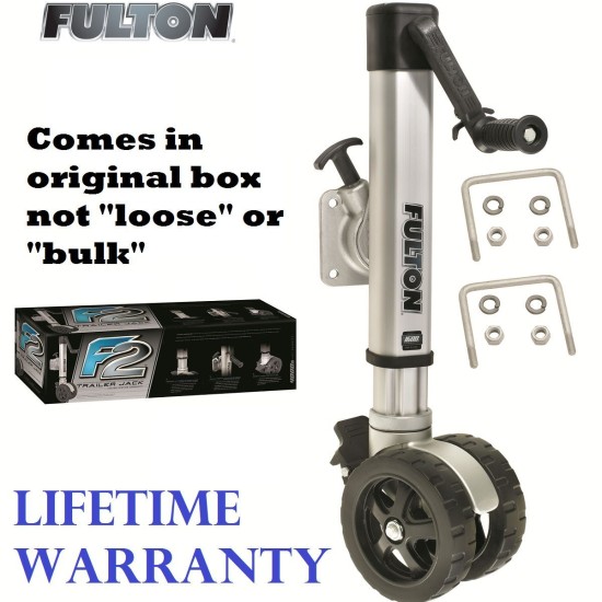 Fulton F2 Trailer Jack 1,600 lbs. Bolt-On w/ Dual 7" Wheels Fits 3"x3" & 3'x4" Frames w/ Wheel Wedge