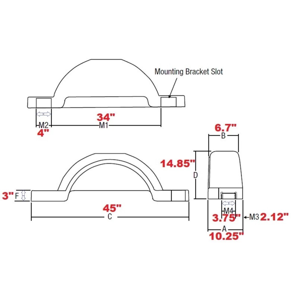 Set of 2 Silver Fulton Single Axle Trailer Fenders 15" Wheels Triple Step 45" Long Boat Utility Sale Replacement