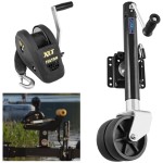 Fulton XLT Boat Trailer Winch 1500 lbs + XP Trailer Jack 1500 lbs Lift Dual Wheel 5 Year Warranty + Hardware Bolt-On Side Mount