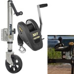 Fulton XLT Boat Trailer Winch 1800 lbs + Trailer Jack Sharkskin Saltwater Tested 1500 lbs 5 Year Warranty + Hardware Bolt-On Side Mount