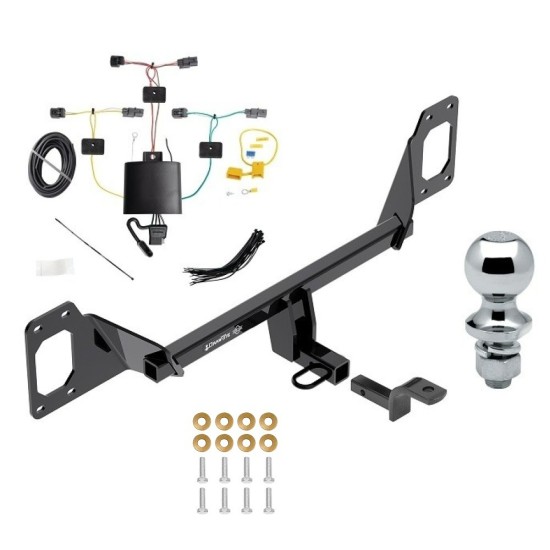Trailer Tow Hitch For 21-23 Honda Civic Sedan Coupe Hatchback Complete Package w/ Wiring Draw Bar and 1-7/8" Ball