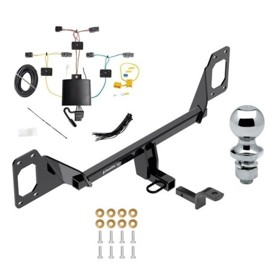 Trailer Tow Hitch For 21-23 Honda Civic Sedan Coupe Hatchback Complete Package w/ Wiring Draw Bar and 2" Ball
