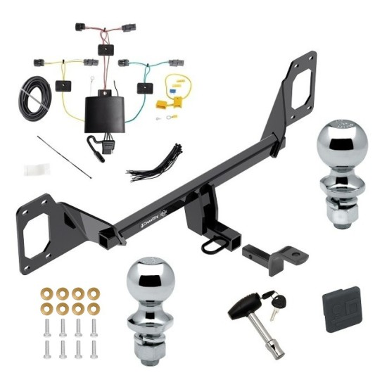 Trailer Hitch w/ Wiring For 21-23 Honda Civic Sedan Coupe Hatchback Deluxe Package Wiring 2" and 1-7/8" Ball and Lock