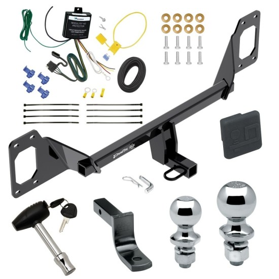 Trailer Tow Hitch For 16-23 Honda Civic Coupe Hatchback Except w/Center Exhaust Deluxe Package Wiring 2" and 1-7/8" Ball and Lock