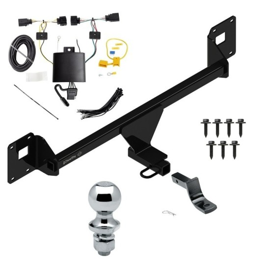 Trailer Tow Hitch For 19-24 Volkswagen Jetta Complete Package w/ Wiring Draw Bar and 1-7/8" Ball