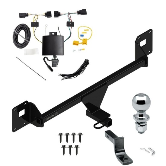 Trailer Tow Hitch For 19-23 Volkswagen Jetta Complete Package w/ Wiring Draw Bar and 2" Ball