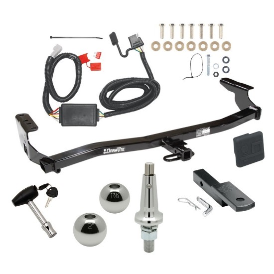 Trailer Tow Hitch For 98-08 Subaru Forester Class 2 Ultimate Package w/ Wiring Draw Bar Kit Interchange 2" 1-7/8" Ball Lock and Cover