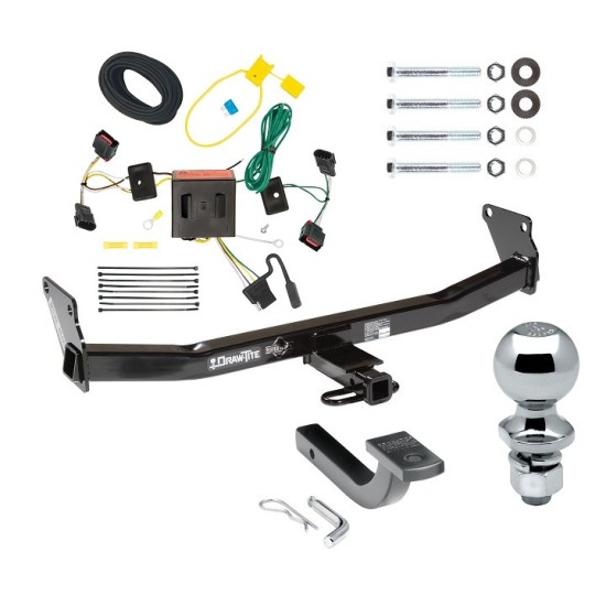 Trailer Tow Hitch For 08-17 Jeep Patriot Complete Package w/ Wiring Draw Bar Kit and 2" Ball