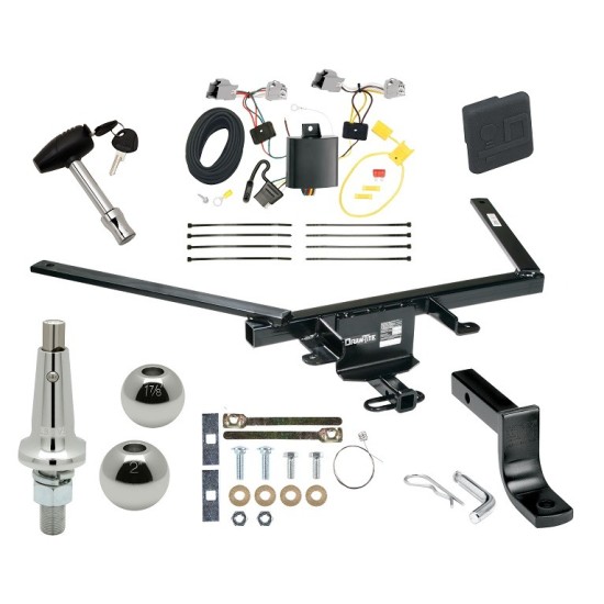 Trailer Tow Hitch For 10-19 Ford Taurus 4 Dr Sedan Ultimate Package w/ Wiring Draw Bar Kit Interchange 2" 1-7/8" Ball Lock and Cover