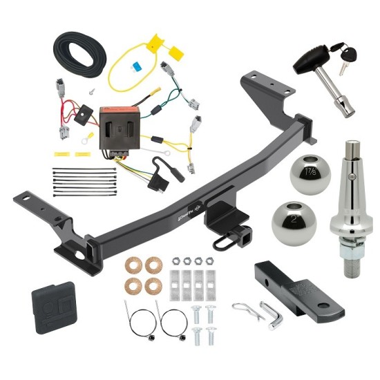 Trailer Tow Hitch For 13-16 Mazda CX-5 Class 2 Ultimate Package w/ Wiring Draw Bar Kit Interchange 2" 1-7/8" Ball Lock and Cover