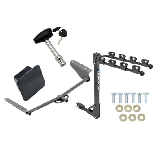 Trailer Tow Hitch w/ 4 Bike Rack For 18-23 Honda Odyssey Class 2 tilt away adult or child arms fold down carrier w/ Lock and Cover