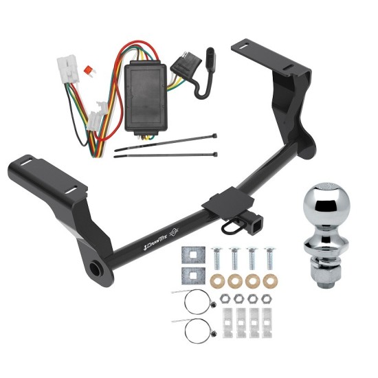 Trailer Tow Hitch For 16-24 Subaru Crosstrek Except Hybrid Complete Package w/ Wiring Kit and 1-7/8" Chrome Ball