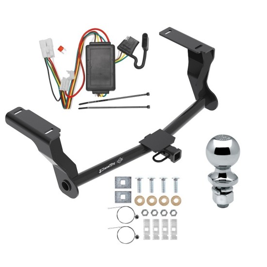 Trailer Tow Hitch For 16-24 Subaru Crosstrek Except Hybrid Complete Package w/ Wiring Kit and 2" Chrome Ball