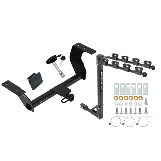 Trailer Tow Hitch w/ 4 Bike Rack For 19-25 Subaru Forester tilt away adult or child arms fold down carrier w/ Lock and Cover