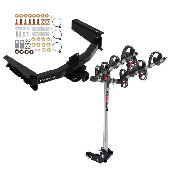 Trailer Tow Hitch For 19-25 RAM 1500 All Styles w/ 4 Bike Carrier Rack