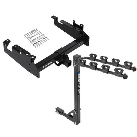 Trailer Tow Hitch For 19-23 Ford F-350 F-450 F-550 Cab and Chassis Tilt Away Adult or Child Arms Fold Down 4 Bike Carrier