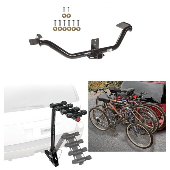 Trailer Hitch w/ 4 Bike Rack For 06-14 Honda Ridgeline All Styles Approved for Recreational & Offroad Use Carrier for Adult Woman or Child Bicycles Foldable