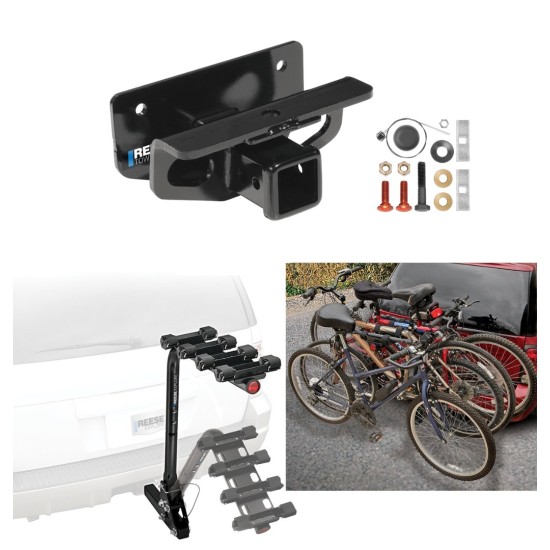 Trailer Hitch w/ 4 Bike Rack For 03-18 Dodge Ram 1500 (19-23 Classic) 03-09 2500 3500 Approved for Recreational & Offroad Use Carrier for Adult Woman or Child Bicycles Foldable