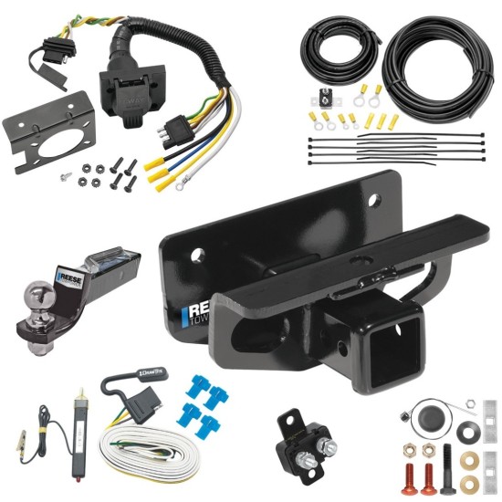 Trailer Hitch Tow Package w/ 7-Way RV Wiring For 03-18 Dodge Ram 1500 19-23 (Classic) 03-09 2500 3500 w/ 2" Drop Mount 2" Ball Class 4 2" Receiver Reese