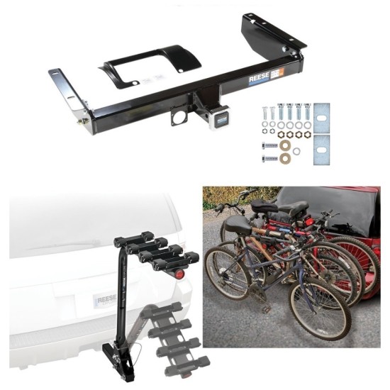 Trailer Hitch w/ 4 Bike Rack For 99-04 Jeep Grand Cherokee Approved for Recreational & Offroad Use Carrier for Adult Woman or Child Bicycles Foldable